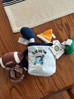 Little Me Blue and Yellow 'My 1st Golf Bag' Plush Toy and football rattle